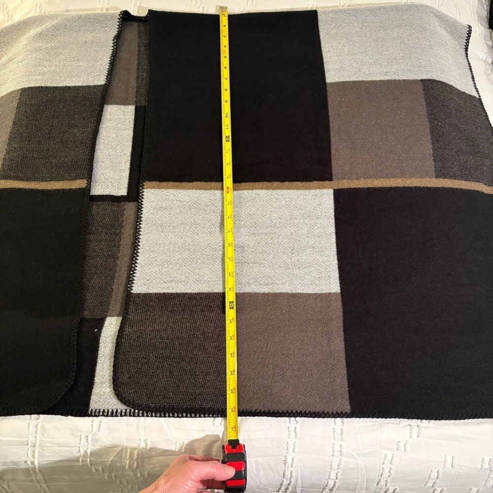 Colorblock Plaid Open Front Ruana Shawl Wrap One Size Fits Most - Picture 2 of 6